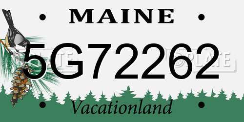 5G72262 Maine License Plate