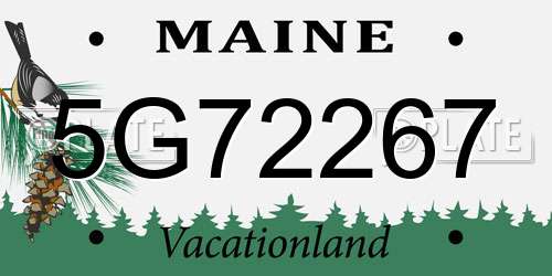 5G72267 Maine License Plate