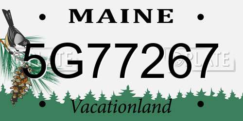5G77267 Maine License Plate