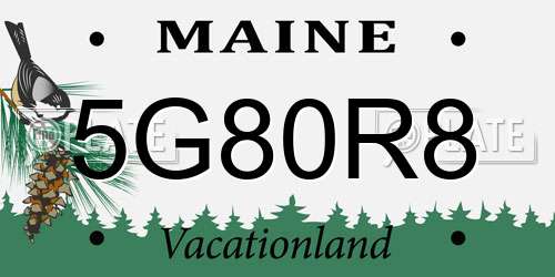 5G80R8 Maine License Plate