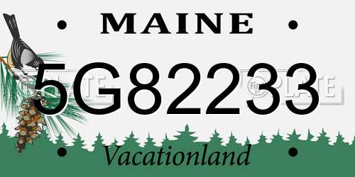 5G82233 Maine License Plate