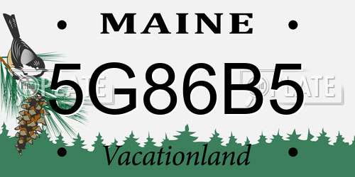 5G86B5 Maine License Plate