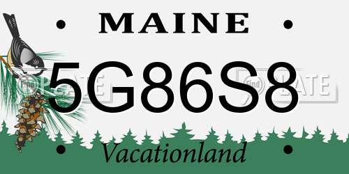 5G86S8 Maine License Plate