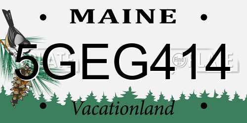 5GEG414 Maine License Plate