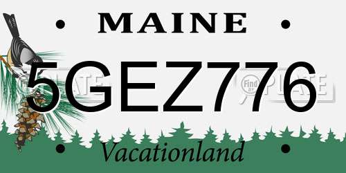 5GEZ776 Maine License Plate