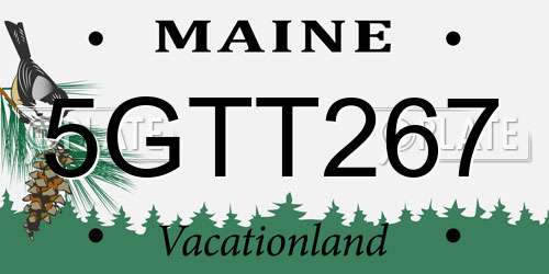 5GTT267 Maine License Plate