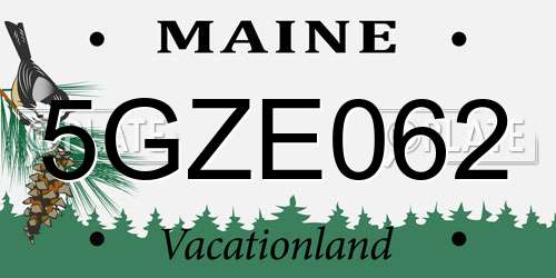 5GZE062 Maine License Plate