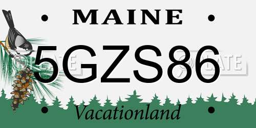 5GZS86 Maine License Plate
