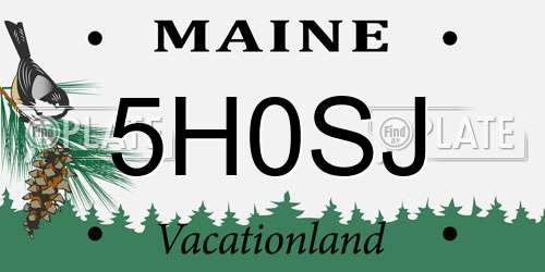 5H0SJ Maine License Plate