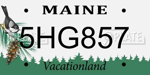 5HG857 Maine License Plate