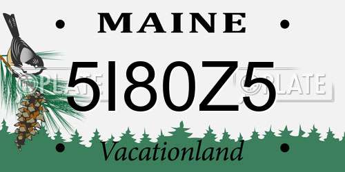 5I80Z5 Maine License Plate