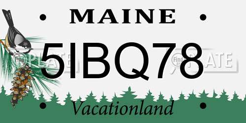 5IBQ78 Maine License Plate