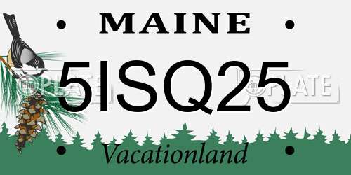 5ISQ25 Maine License Plate