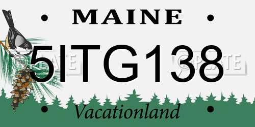 5ITG138 Maine License Plate