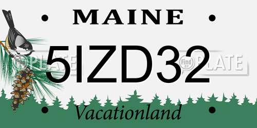 5IZD32 Maine License Plate