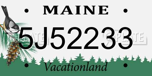 5J52233 Maine License Plate