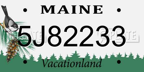 5J82233 Maine License Plate