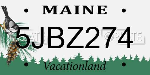 5JBZ274 Maine License Plate
