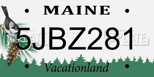 5JBZ281 Maine License Plate