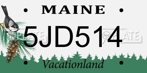 5JD514 Maine License Plate