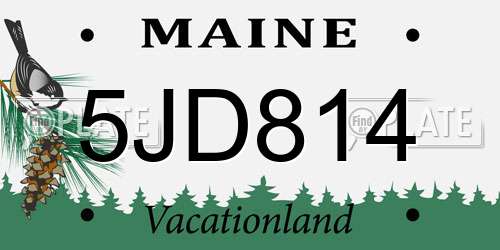 5JD814 Maine License Plate