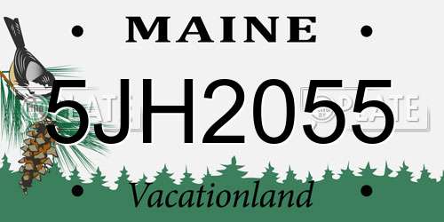 5JH2055 Maine License Plate