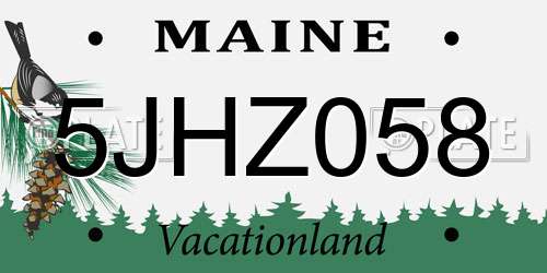 5JHZ058 Maine License Plate