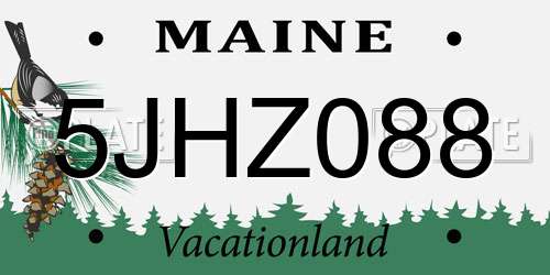 5JHZ088 Maine License Plate