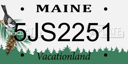 5JS2251 Maine License Plate
