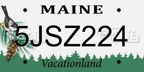 5JSZ224 Maine License Plate