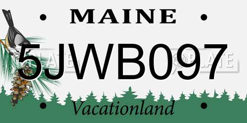 5JWB097 Maine License Plate