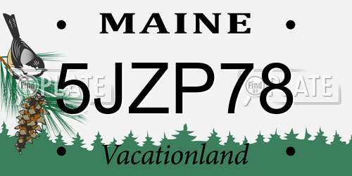 5JZP78 Maine License Plate