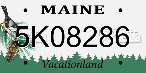 5K08286 Maine License Plate