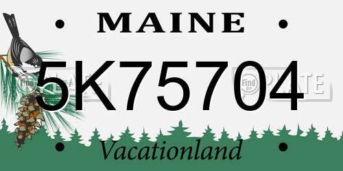 5K75704 Maine License Plate