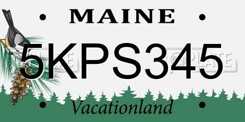 5KPS345 Maine License Plate