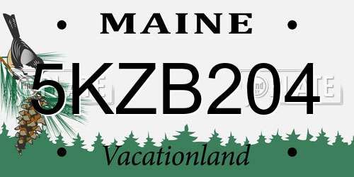 5KZB204 Maine License Plate