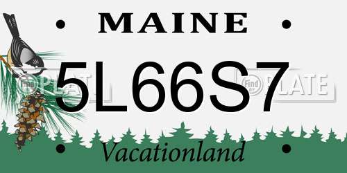 5L66S7 Maine License Plate