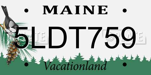 5LDT759 Maine License Plate