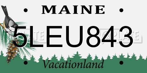 5LEU843 Maine License Plate