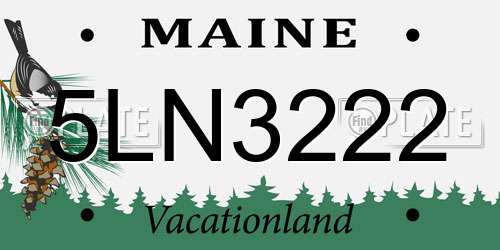 5LN3222 Maine License Plate