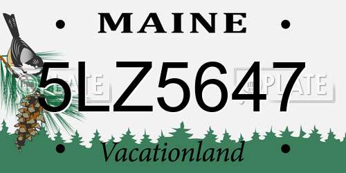 5LZ5647 Maine License Plate