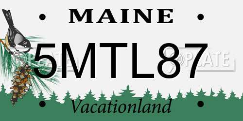 5MTL87 Maine License Plate