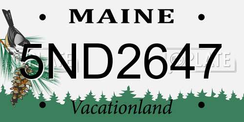 5ND2647 Maine License Plate