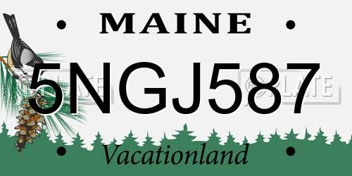 5NGJ587 Maine License Plate