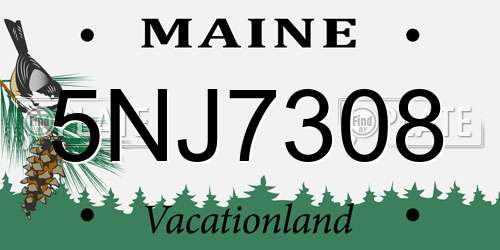 5NJ7308 Maine License Plate