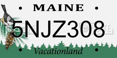 5NJZ308 Maine License Plate
