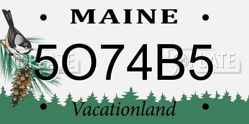 5O74B5 Maine License Plate