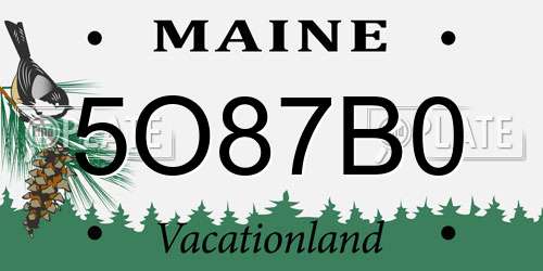 5O87B0 Maine License Plate