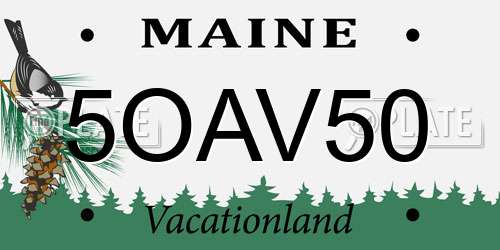 5OAV50 Maine License Plate