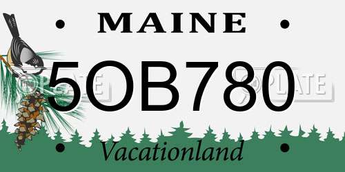 5OB780 Maine License Plate